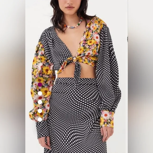 For Love And Lemons Black and White Asymmetrical Crop Top - Picture 4 of 4